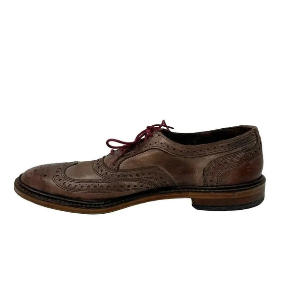 Allen Edmonds Mens Neumok Oxford Size 9.5 B Wingtip Brogue Brown Leather Shoe - Picture 8 of 14
